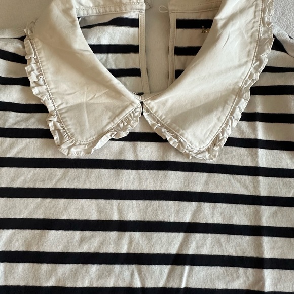 EUC KATE SPADE NEW YORK SHORT SLEEVED STRIPED TOP WITH RUFFLE COLLAR SIZE M - Picture 5 of 8